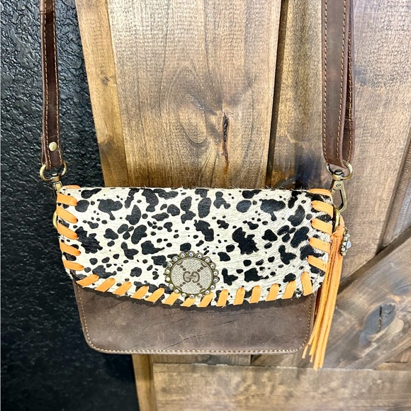 EUC Sandra Ling Speckled Hide & Brown Leather Small Bag - Picture 11 of 12